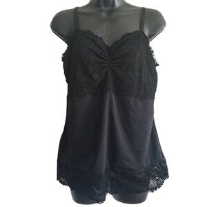 Rhonda Shear Women's Lace Overlay Black Camisole Sz 3X